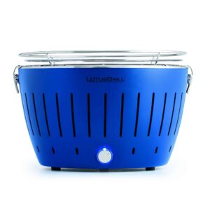 LotusGrill Standard Smokeless Table Top Grill With Free Bag And Fuel - Blue Side view